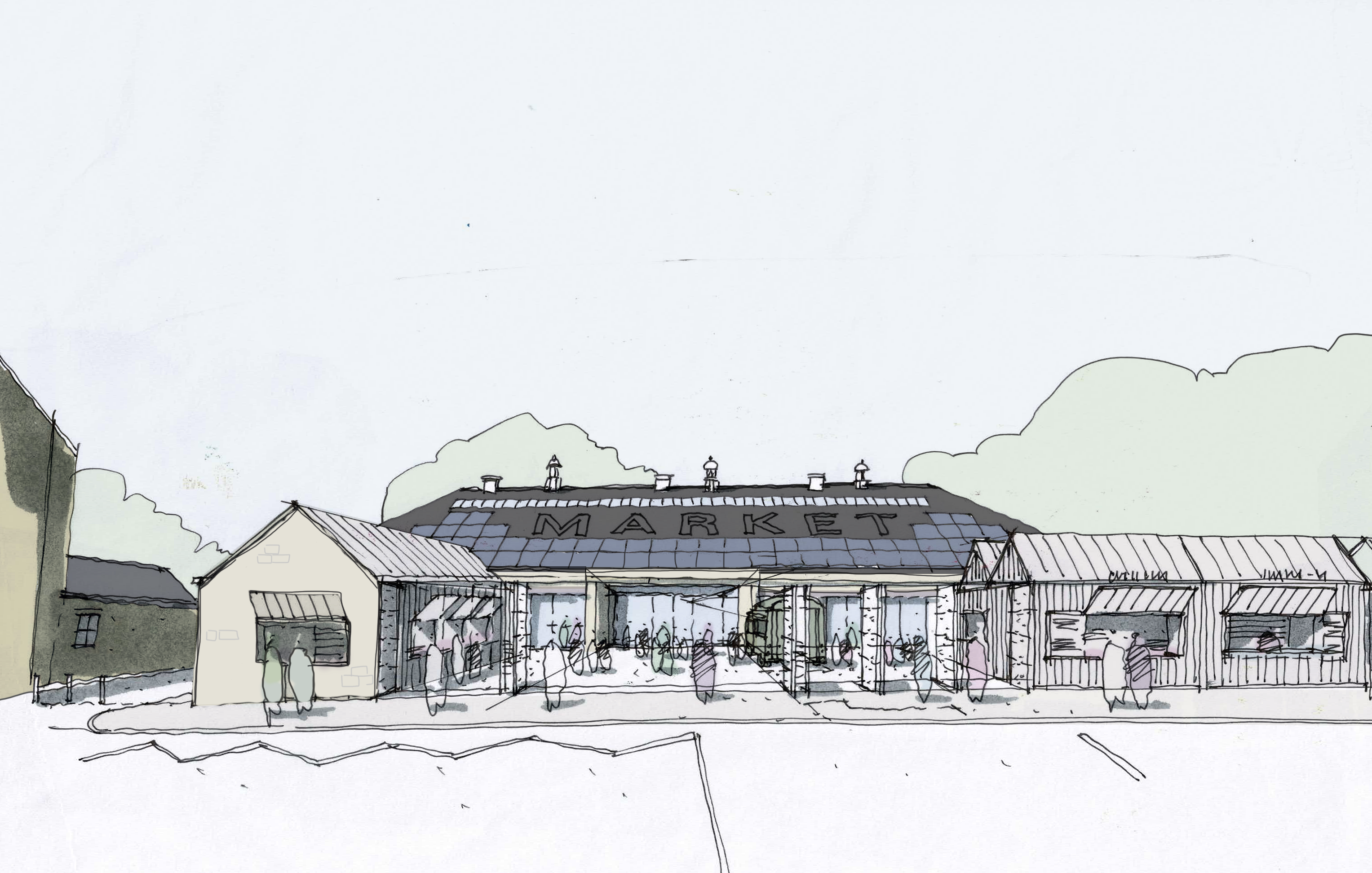 artist sketch of new Rawtenstall Market