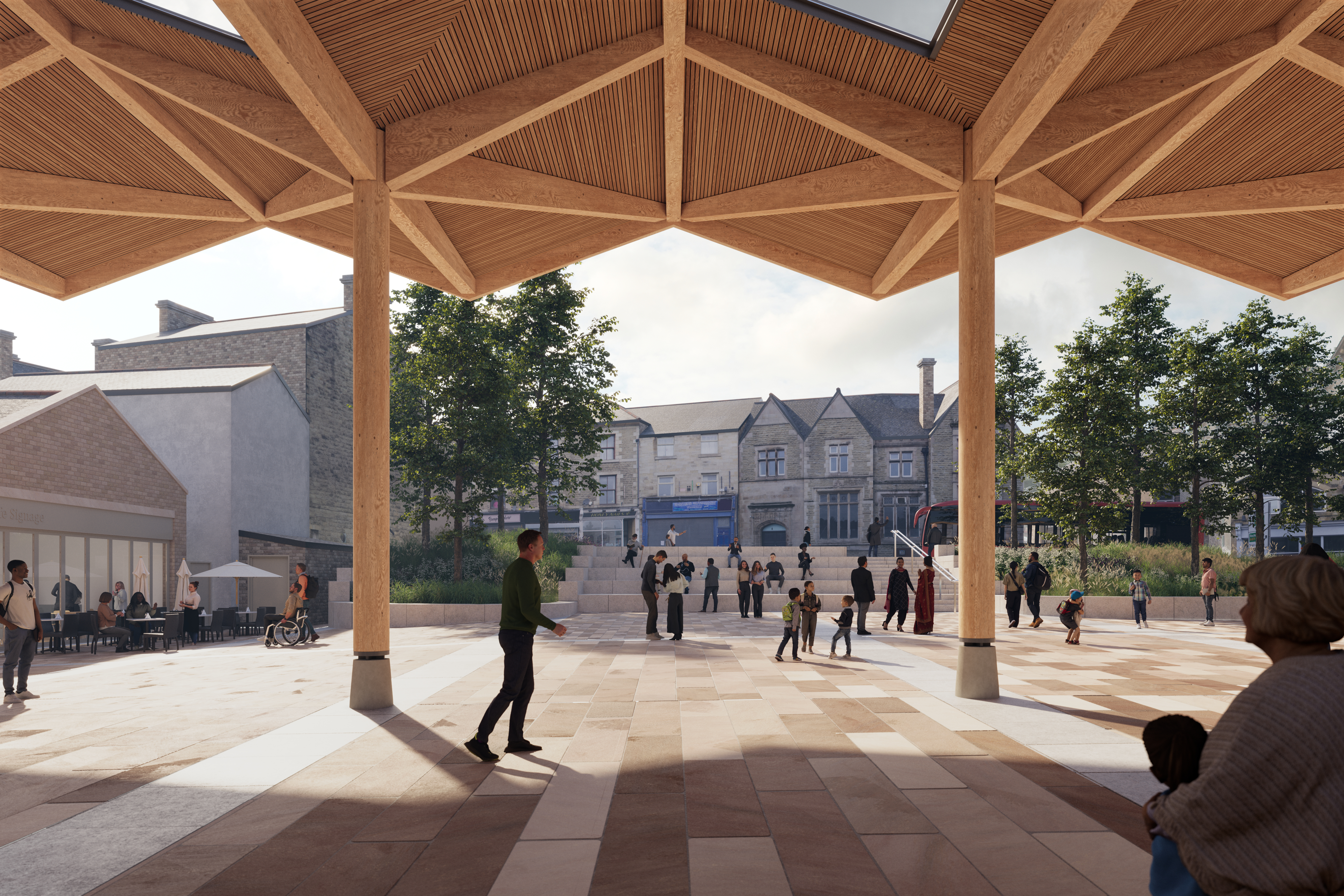 CGI that shows redevelopment of Bacup Market