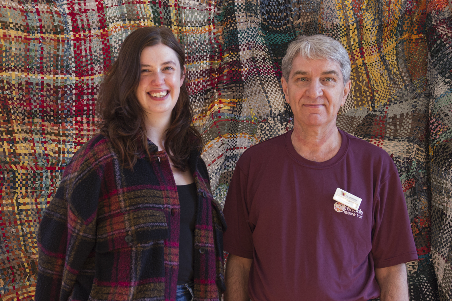 Volunteer co-ordinator Caroline Beardmore with Asylum seeker Muhanad Karzoun and in one of the galleries at The Whitaker Museum and Art Gallery, Rawtenstall.