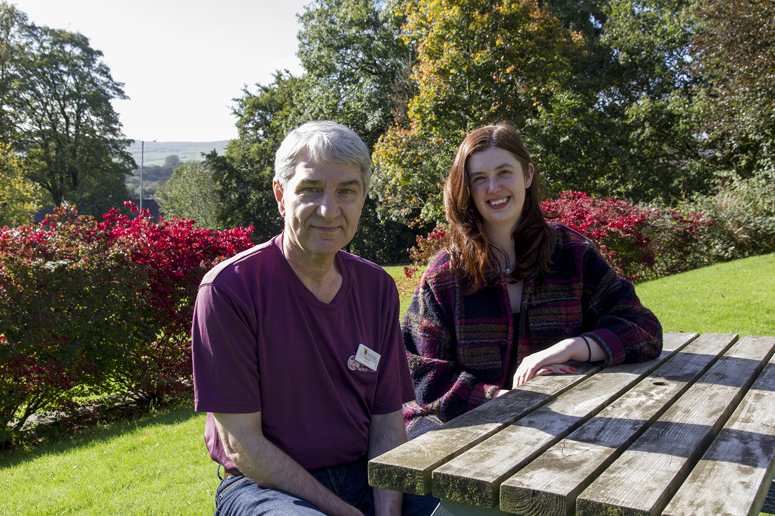 Asylum seeker Muhanad Karzoun and Volunteer co-ordinator Caroline Beardmore in Whitaker Park, Rawtenstall