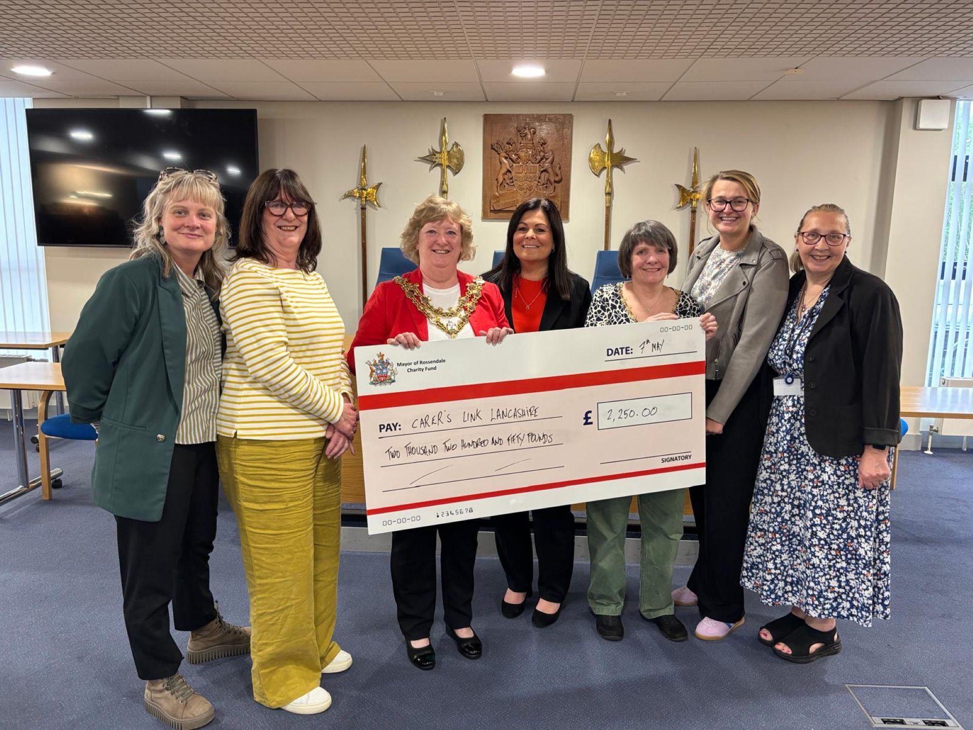 Mayor of Rossendale with representatives from Carer's Link Lancashire charity