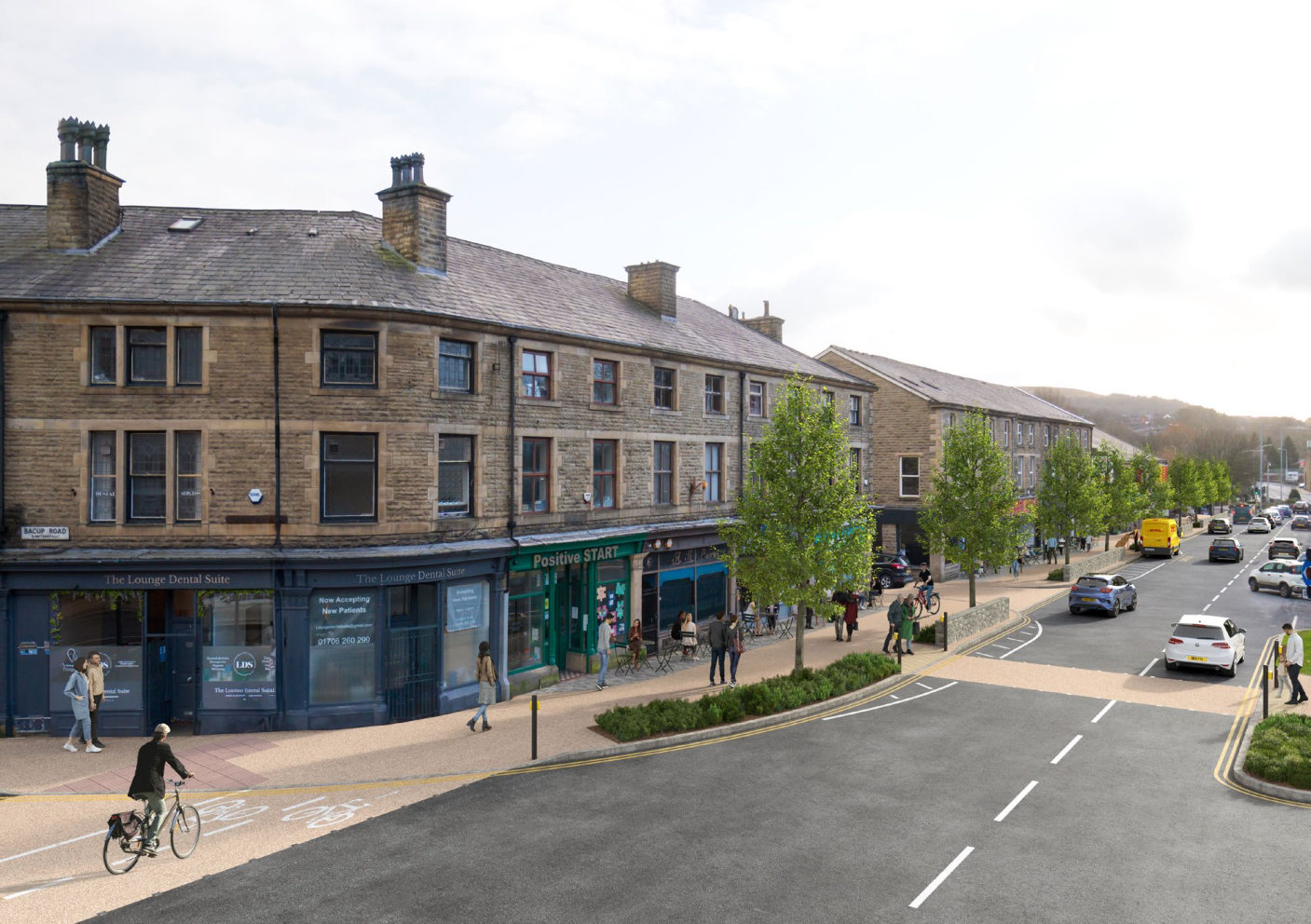 CGI of Bacup road after improvements